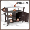 Outdoor Grill Cart Movable Prep w/ Storage Cabinet-Brown
