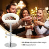 Swivel Bar Stool Set of 2 PU Leather Pub Stools w/ Hollow Back & Footrest White