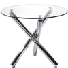Small Round Dining Room Kitchen Clear Tempered Glass Dining Table Metal Legs
