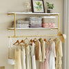116cm Gold Metal Clothes Bar Rack Pipe Wall Garment Hanging Storage Rail Shelves