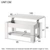 Wooden Coffee Table With Lift Up Top Storage Shelf Living Room Furniture White