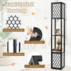 Floor Lamp with Shelves 2 Layers Wooden Shelf Tall Standing Light