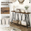 Narrow Console Table, Industrial 2-Tier Sofa Table with Shelf, Rustic Brown