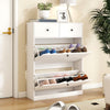 2 Slip Drawer Shoe Cabinet Large 4-Tier Wooden Shoe Storage Cupboard Organiser