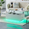 High Gloss Coffee Table Lift Up With StorageSofa End Table LED Light Modern