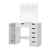 Modern LED Lights Dressing Table 6 Drawer Makeup Vanity w/ Large Mirror Set Desk