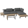 3 Piece L Shaped Garden Sofa Set with Table Cushions Outdoor Patio Furniture Set