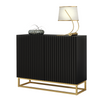 Modern Sideboard I 100cm I Black I Fluted Fronts I Gold Legs I Storage Cabinet