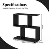 2-Tier Irregular Bookshelf Freestanding Wooden Display Shelf w/Compartment Black