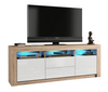 160cm TV Unit I Sideboard Cabinet I White High Gloss Doors I Free LED