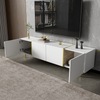 TV Entertainment Cabinet Unit with 4 Doors & Metal Legs for Living Room White