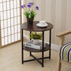 Small 2 Tier Round Bedside Table Sofa End Table Coffee Table with Shelf Bedroom