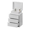Bedside Tables White High Gloss LED Cabinets 3 Drawers Nightstand Modern Bedroom