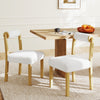 Faux Sherpa Upholstered Kitchen Dining Room Chairs Set of 2-White
