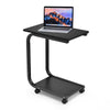 Rolling C-shaped Laptop Side Table Bedside Table Sofa Couch Table W/ 4 Wheels