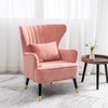 PInk Velvet Accent Armchair Wing Back Leisure Sofa Living Room Chair w/Pillow