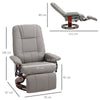 PU Recliner Chair Grey Swivel Armchair Lounge Chair With Footrest & Wooden Base