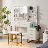 Dressing Table With LED Lights Sliding Mirror And Stool Vanity Table Makeup Desk