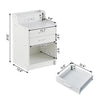 White LED Bedside Cabinet Table Side Table Display Drawers Shelf Storage Socket