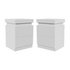 2PCs LED Bedside Table 2 Drawers Cabinet Charging Station Nightstand Storage