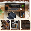 Modern Simple Study Writing Desk Heavy-duty Metal Frame Workstation-Coffee