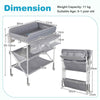 Foldable Waterproof Diaper Changing Station w/ Large Storage Rack-Grey