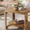 Solid Wood Round Coffee Table, 2-Tier Farmhouse Circle Center Accent Table,Brown