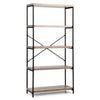 5-Tier Bookshelf Wood Bookcase Home Office Standing Display Rack-Grey