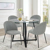 Glass Tempered Round Side Table Top & Black Metal Legs Dining Living Room Office