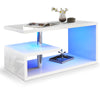 Wooden Coffee Table With Storage High Gloss Sofa End Table LED Light Living Room