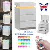 RGB LED Bedside Table Cabinet 3 Drawers Nightstand Bedroom Furniture Storage UK