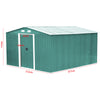 Galvanized Steel Garden Storage Shed Metal Outdoor Bike Shed 12x10ft Doors Base