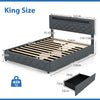 Modern Upholstered Bed King Size w/ Adjustable Storage Headboard & 4 Drawers