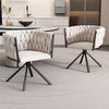 2PC Swivel Velvet Dining Chairs Rotatable Metal Legs Kitchen Chairs Modern Beige