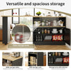 Kitchen Island Storage Cabinet w/ Extendable 360° Swivel Dining Table Bar Table
