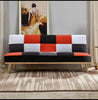 Fabric Foldable Lazy Sofa Bed, Adjustable 2-Tone Couch, Converts to Bed