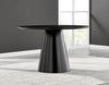 Black Semi-Gloss Round Pedestal Pillar Kitchen Dining Table