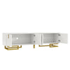 Modern TV Stand Cabinet TV Entertainment Centre Unit mit Gold Metal Legs, White