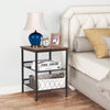 3-Tier Industrial Side Table Nightstand Storage Organiser W/ Adjustable Shelves