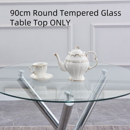 90cm Round Clear Tempered Glass Table Top ONLY ( NO LEGS）