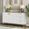140cm Wooden Sideboard Cabinet Storage Buffet Cupboard 2 Doors & 3 Drawers White