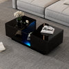Black Coffee Table With 2 Drawers Storage, RGB LED Lights, Living Room Furniture