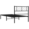 Metal Bed Frame with Headboard Black 80x200 cm