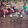 4 in 1 Outdoor Fire Pit Dining Table Round Wood Burning Fire Bowl W/ Mesh Cover