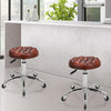 2x Retro Brown Bar Stools Leather Breakfast Kitchen Spa Chair Swivel Office Seat