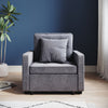 Folding Sofa Bed Fabric Grey Sleeper Pull Out Convertible Arm Chair Adjustable