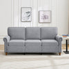 3 Seater Sofa Couch Linen Fabric Settee for Living Room & Office Studded (Grey)
