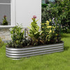 Galvanized Silver Oval Steel Raised Garden Bed Outdoor Planter 240x80x42cm