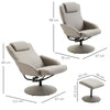 Recliner Chair and Footstool Armchair with Ottoman 360° Swivel Seat Grey