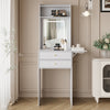 Modern Dressing Vanity Table with LED Light Mirror Fold-up Side Panel 2 Drawers
